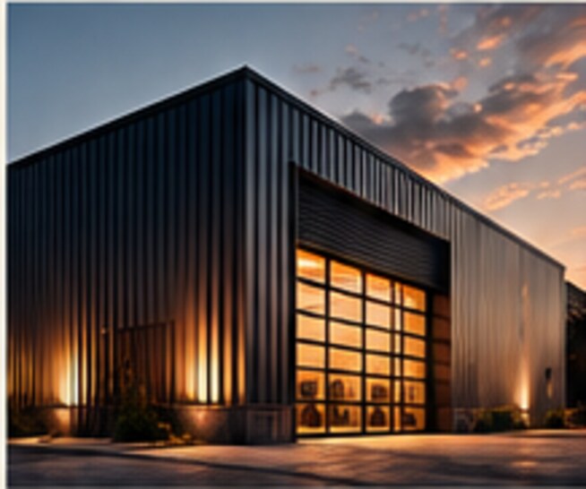 Concept image of a steel commercial building with open bays